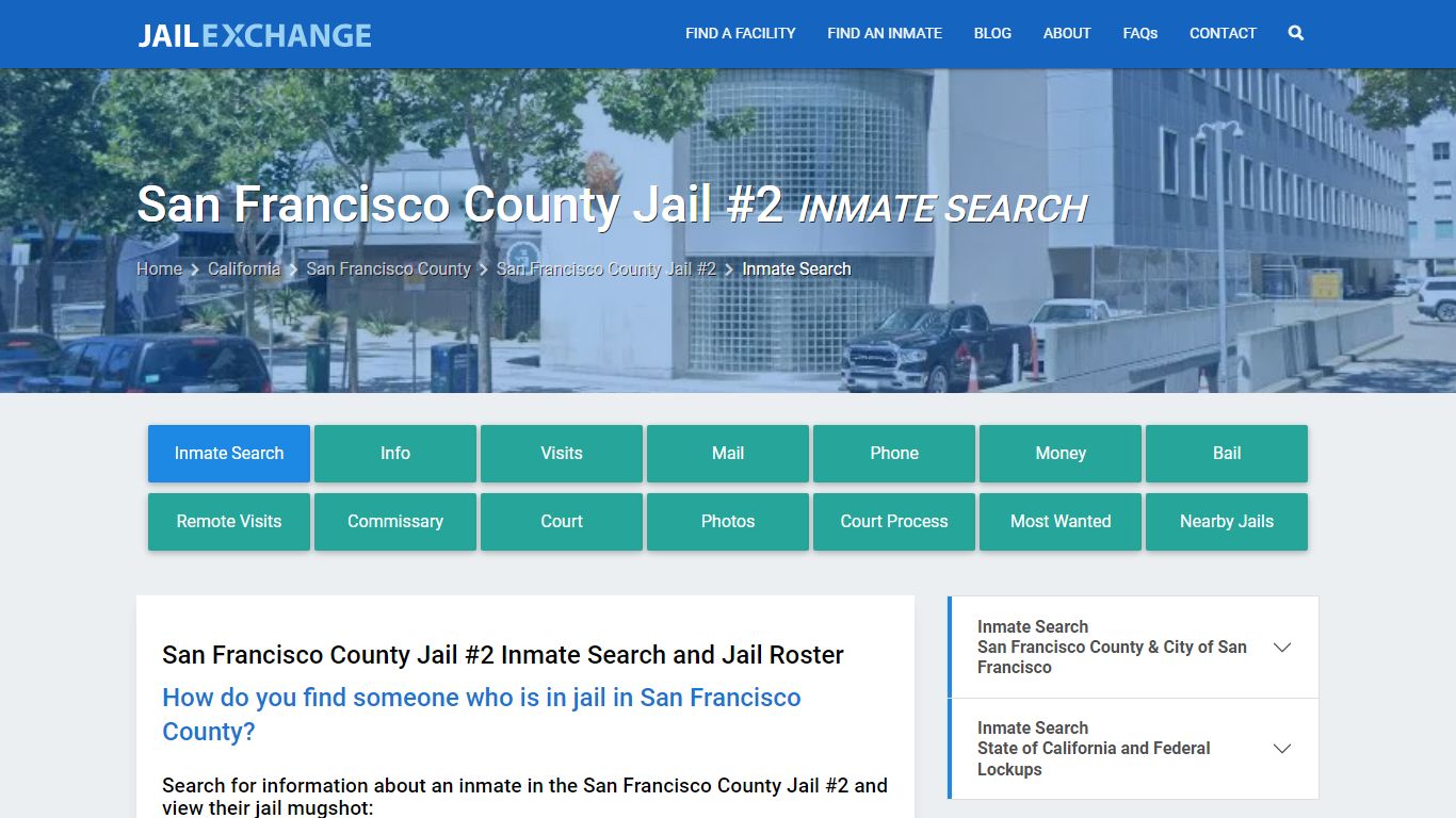 San Francisco County Jail #2 Inmate Search - Jail Exchange